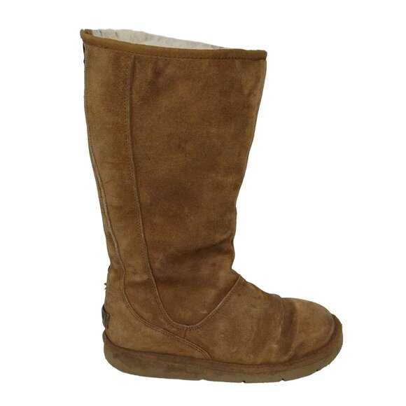 UGG Shoes - Ugg Knightsbridge Tall Boots 5119 Women Size 8 Brown Zipper Back Sheepskin